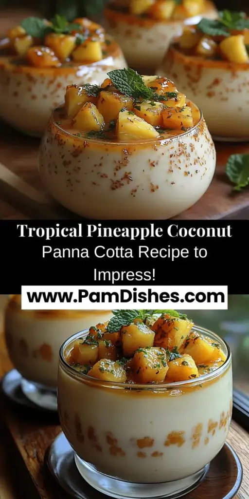 Experience a taste of the tropics with this Pineapple Coconut Panna Cotta, a delightful twist on the classic Italian dessert. This easy-to-make recipe blends creamy coconut milk and heavy cream with the bright flavors of fresh pineapple and lime. Perfect for summer gatherings or elegant dinners, this panna cotta is not only visually stunning but also offers a refreshing treat your guests will love. Discover step-by-step instructions, ingredient insights, and serving suggestions in our guide to creating this luscious dessert.