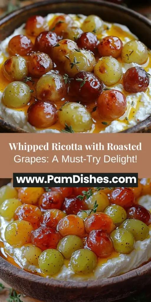 Indulge in the delightful combination of creamy whipped ricotta and sweet roasted grapes with this simple yet impressive recipe. Perfect as an appetizer, cheese board addition, or light dessert, this dish brings a beautiful balance of flavors and textures that will wow your guests. Easy to prepare, it features fresh ingredients like ricotta, honey, and seasonal grapes, making it a versatile option for any occasion. Elevate your next gathering with this stunning culinary creation!