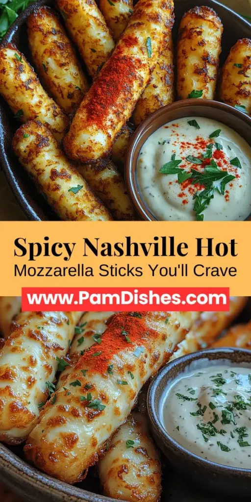 Discover a delicious twist on a classic favorite with Nashville Hot Mozzarella Sticks! These cheesy, crispy treats are infused with the bold flavors of spicy Nashville Hot Chicken, offering a perfect balance of gooey goodness and fiery kick. Ideal for game day gatherings or late-night snacks, they’re sure to impress your friends. Follow simple preparation steps to enjoy this mouthwatering fusion at your next get-together, and don’t forget a cooling dip to complement the spice!