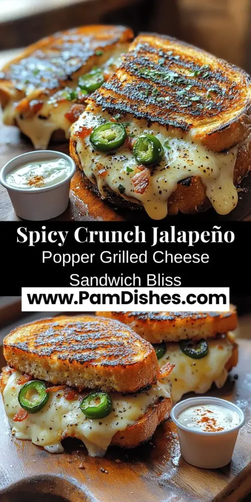 Looking to spice up your comfort food? Try the Spicy Crunch Jalapeño Popper Grilled Cheese Sandwich! This delicious twist on the classic combines creamy cheeses, crispy bacon, and fresh jalapeños for a flavor explosion. With golden, crunchy sourdough as its base, this sandwich offers a perfect balance of heat and indulgence. It's easy to make and perfect for any meal, whether it’s a casual lunch or a fun appetizer for game day. Get ready to elevate your grilled cheese game!