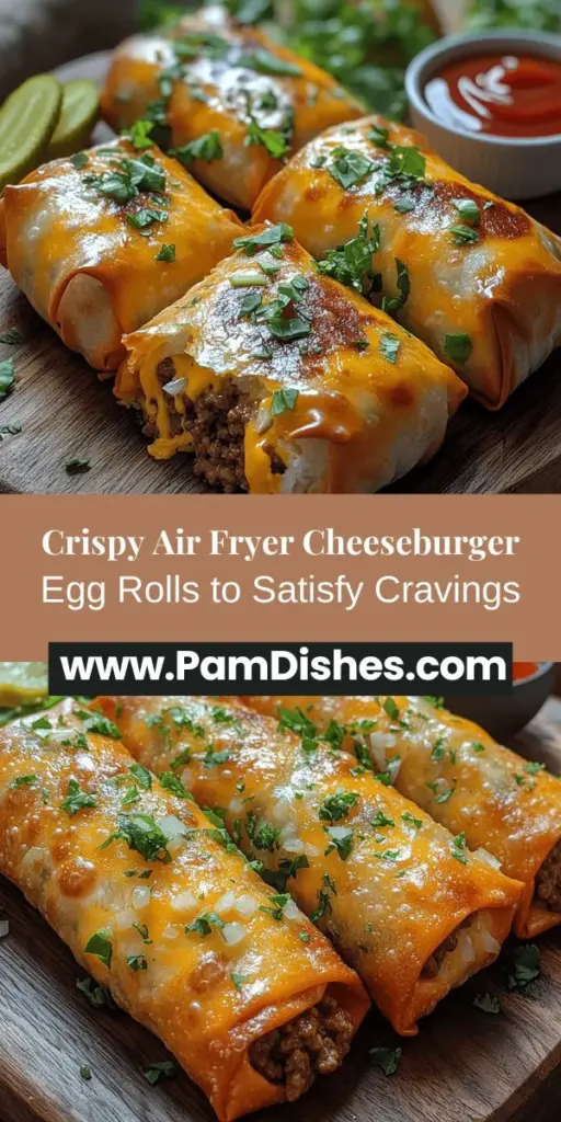 Discover a delicious twist on comfort food with Air Fryer Cheeseburger Egg Rolls! These crispy snacks combine all the classic flavors of a cheeseburger tucked inside a light egg roll wrapper. Perfect for game day, casual dinners, or family meals, they offer a healthier cooking method thanks to the air fryer. This article guides you through the preparation, from choosing quality ingredients to air frying for that ideal crunch. Enjoy a fun and tasty dish that can be customized to fit any flavor preference!