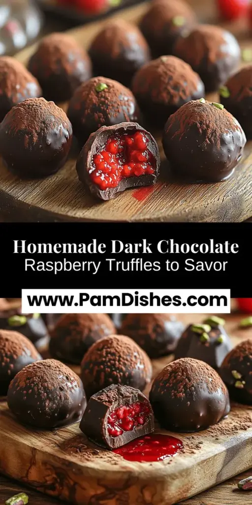 Treat yourself to the ultimate indulgence with homemade dark chocolate raspberry truffles. The combination of rich dark chocolate and vibrant raspberry puree creates a luxurious treat that's perfect for any occasion. Making these truffles is easier than you think! With high-quality ingredients like fresh raspberries and heavy cream, you'll craft elegant bites that impress. Enjoy them yourself or gift them as a heartfelt present. Discover the joy of creating these decadent delights in your own kitchen!