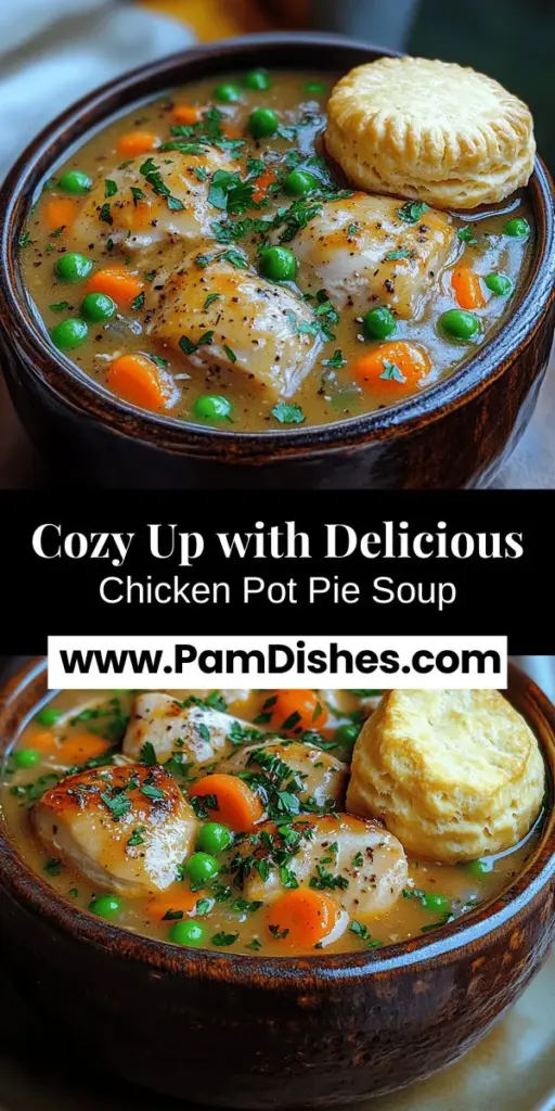 Embrace the cozy vibes with homemade Chicken Pot Pie Soup, the perfect comforting dish for chilly days and family gatherings! This creamy, hearty soup is a delightful twist on the classic chicken pot pie, featuring tender chicken, a medley of vegetables, and rich herbs. Not only is it delicious, but it's also packed with nutritional benefits. Easy to prepare and customizable, this soup will warm both your body and spirit, making it an essential recipe for any home.