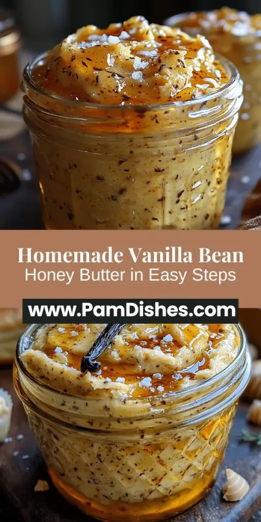 Discover the bliss of making your own Vanilla Bean Honey Butter with this simple recipe! Combining creamy butter, pure honey, and aromatic vanilla bean, this spread elevates everything from warm biscuits to fresh fruit. Not only is it easy to whip up, but you can customize it to suit your taste. Perfect for breakfast or as a delightful topping for desserts, this versatile treat is sure to impress your family and friends, making every meal special.