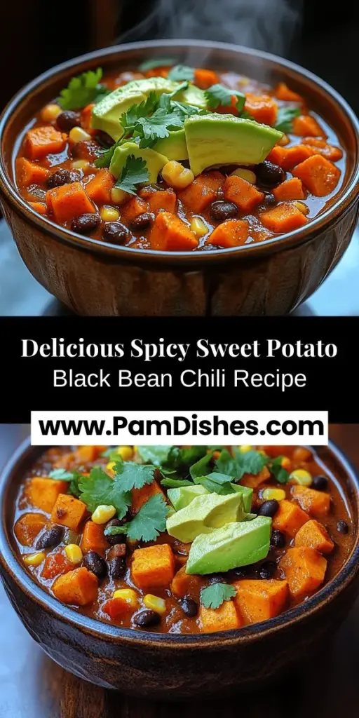 Warm up with this delicious Spicy Sweet Potato Black Bean Chili that combines the natural sweetness of sweet potatoes with hearty black beans. Perfect for weeknight dinners or impressing guests, this vegan and gluten-free dish is both nutritious and satisfying. Packed with vibrant flavors from spices like cumin and smoked paprika, this chili is not only a comforting meal but also a versatile option for various dietary needs. Enjoy it with rice, tortillas, or fresh garnishes!