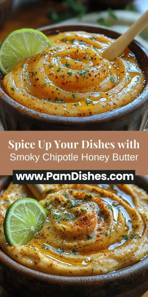 Discover the perfect blend of flavors with Smoky Chipotle Honey Butter! This easy homemade condiment combines creamy unsalted butter, sweet honey, and smoky spices for a versatile spread that will elevate your meals. Use it on warm cornbread, grilled meats, or vegetables, and enjoy the delightful twist it brings to everyday dishes. With simple ingredients and customizable heat levels, make this unique butter your kitchen staple. Try it today and transform your culinary creations!