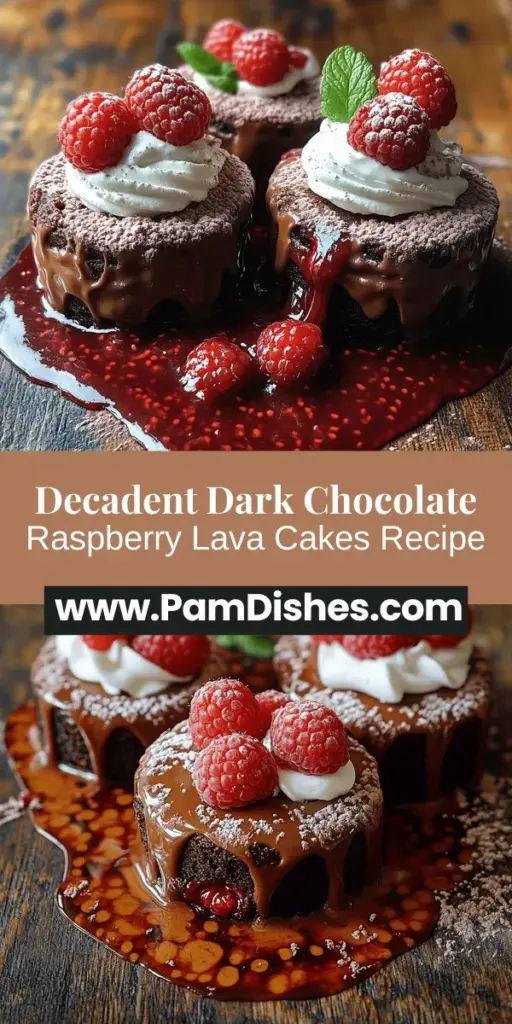 Satisfy your sweet tooth with these indulgent Dark Chocolate Raspberry Lava Cakes! Perfect for special occasions or a delightful evening treat, these mini desserts feature a rich chocolate exterior that hides a gooey molten center bursting with flavor. Made with high-quality dark chocolate and fresh raspberries, they are easy to whip up and sure to impress your guests. Plus, learn how to create a silky raspberry sauce for an extra touch of elegance. Enjoy the decadence of these lava cakes that are both visually stunning and deliciously satisfying!