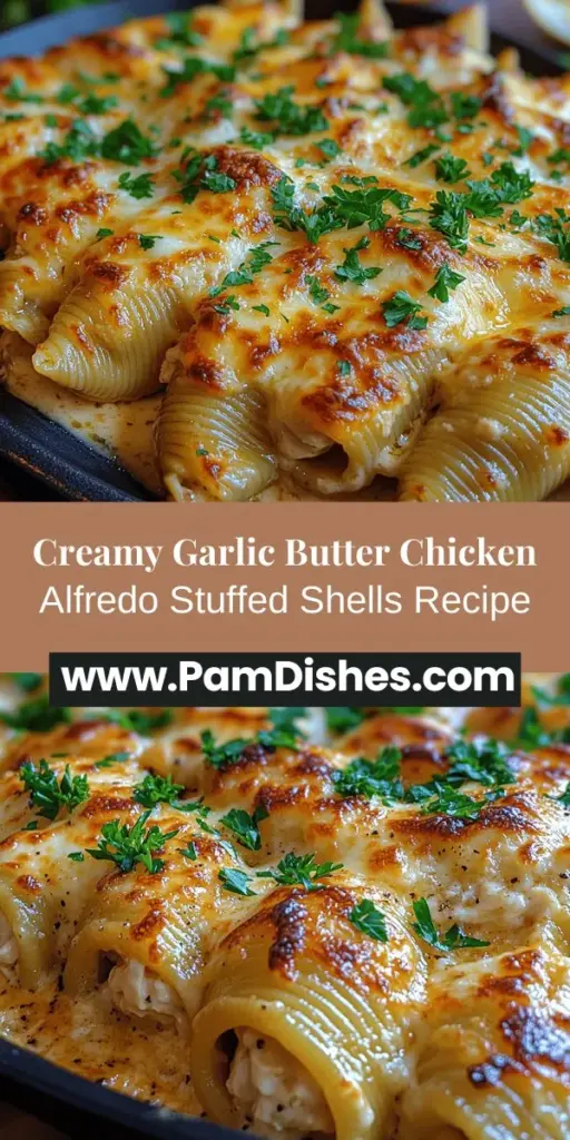 Discover the comforting delight of Garlic Butter Chicken Alfredo Stuffed Shells! This easy-to-make dish features tender jumbo pasta shells generously filled with a creamy chicken mixture, all bathed in a rich garlic butter sauce. Perfect for busy nights or special gatherings, these stuffed shells are delicious and a guaranteed crowd-pleaser. With simple ingredients and straightforward preparation, you’ll love how quickly this gourmet meal comes together. Enjoy every savory bite!