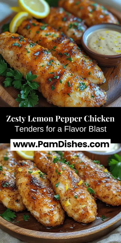 Discover the vibrant flavors of Zesty Lemon Pepper Chicken Tenders! This recipe enhances the classic chicken tender with a refreshing twist, combining zesty lemon and aromatic black pepper for an irresistible taste. Perfect for appetizers, weeknight dinners, or picnics, these tenders are crispy on the outside and juicy on the inside. Learn how to marinate, bread, and cook them to perfection with tips for serving and dipping sauces to create a meal that's sure to impress!