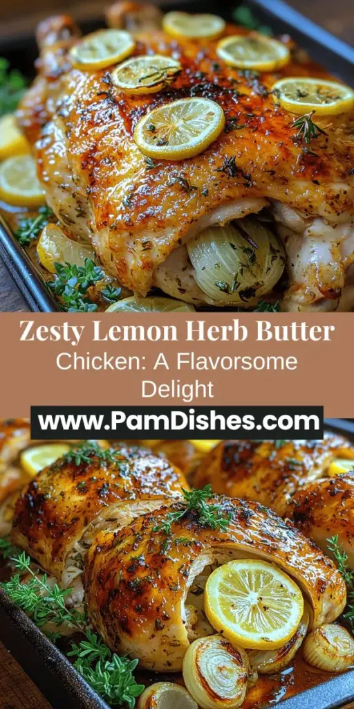 Discover the mouthwatering delight of Zesty Lemon Herb Butter Roasted Chicken! This flavorful recipe combines juicy chicken with a refreshing blend of herbs and zesty lemon, perfect for gatherings or special occasions. With easy-to-follow steps, you'll learn how to prepare a herb-infused butter, create a crispy skin, and achieve tender, juicy meat. Impress your guests with this stunning dish that’s sure to elevate your dining experience and satisfy everyone at the table!