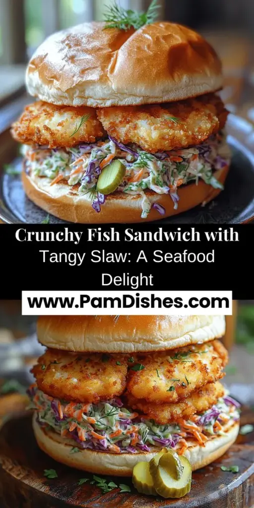 Discover the joy of the Crunchy Catch Fish Sandwich with Tangy Slaw! This tantalizing recipe features perfectly fried fish, a crunchy slaw, and a toasted brioche bun, creating an unforgettable culinary experience. Perfect for lunch or dinner, this sandwich balances textures and flavors beautifully. Learn how to marinate your fish for juiciness, achieve that coveted panko crunch, and whip up a flavorful slaw that enhances every bite. Enjoy a delicious meal that’s sure to impress!
