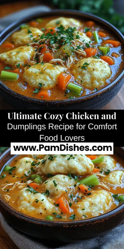 Enjoy the ultimate comfort food with this Cozy Homestyle Chicken and Dumplings recipe. Combining tender chicken, fresh vegetables, and fluffy dumplings in a savory broth, this dish is perfect for chilly evenings or family gatherings. Dive into the rich history behind this beloved meal and learn how to create it step-by-step for a delightful dining experience. Gather your loved ones around the table and savor the warmth and nostalgia that this classic recipe brings to every bite.