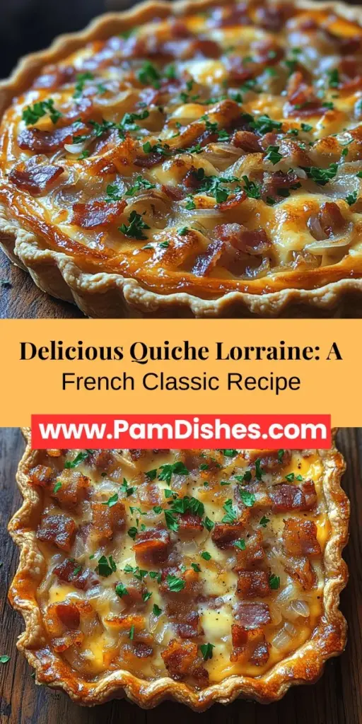 Discover the timeless charm of Classic Quiche Lorraine, a savory French delight perfect for any occasion! This easy recipe combines flaky pastry, creamy custard, crispy bacon, and nutty Gruyère cheese, creating a dish that’s as comforting as it is delicious. With its rich flavors and simple preparation, Quiche Lorraine is ideal for brunches, family gatherings, or a cozy dinner. Dive into the history, ingredients, and step-by-step guide to make your own delectable quiche masterpiece. Enjoy this versatile dish warm or at room temperature, and let it become a favorite at your table!