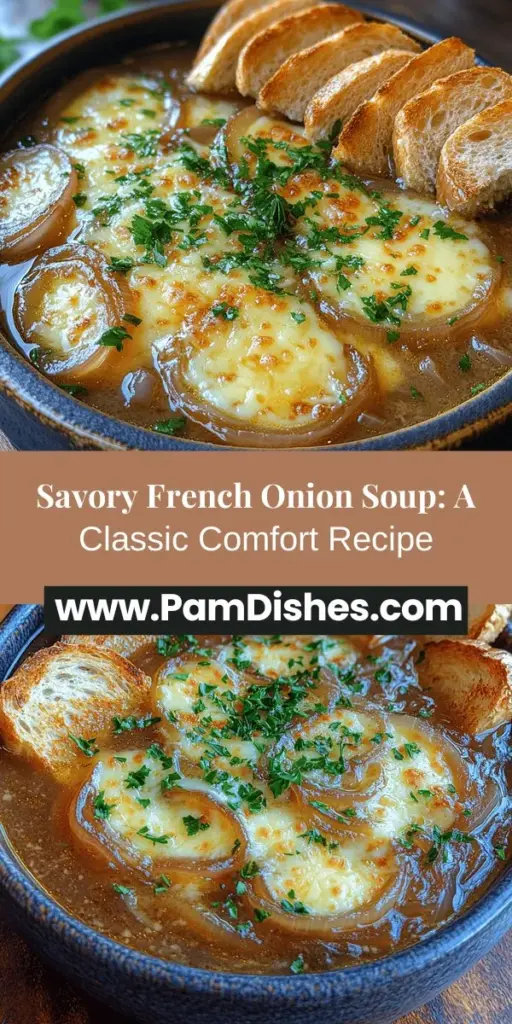 Discover a culinary classic with this recipe for French Onion Soup, a beloved dish rooted in French history. Learn how to create the rich, savory flavors that come from caramelizing yellow onions and blending them with quality broth, white wine, and fresh thyme. Top it all off with toasted baguette and bubbling Gruyère cheese for a comforting meal that will impress your guests. Master this timeless recipe and enjoy a warm bowl of joy anytime!