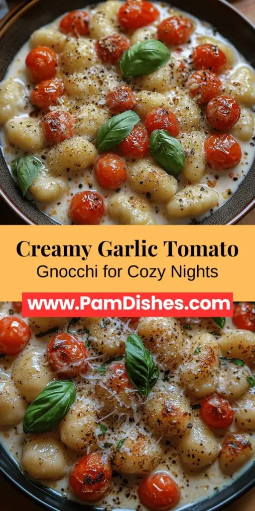 Indulge in the comforting flavors of Creamy Roasted Garlic & Tomato Gnocchi, a dish that perfectly combines fluffy potato gnocchi with the sweetness of roasted garlic and cherry tomatoes. Easily prepared for a cozy weeknight dinner or an elegant weekend gathering, this recipe showcases rich ingredients like heavy cream and Parmesan cheese, creating a luscious sauce that pairs beautifully with tender gnocchi. Discover the joys of cooking with this delightful Italian classic!
