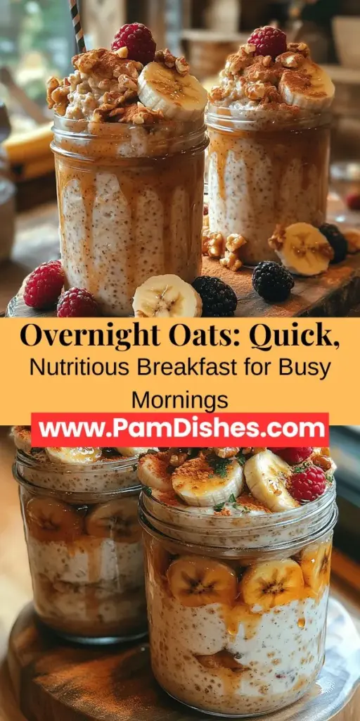 Discover the joy of Overnight Oats Delight, the perfect breakfast solution for busy lives! This nutritious meal can be prepared in minutes the night before, allowing you to wake up to a delicious, ready-to-eat treat. With key ingredients like rolled oats, almond milk, ripe bananas, chia seeds, and a touch of honey or maple syrup, you can customize each serving to fit your tastes and dietary needs. Say goodbye to hectic mornings and hello to a wholesome, satisfying breakfast that fuels your day!