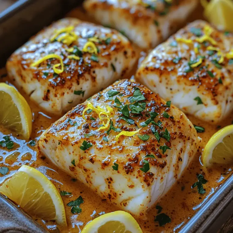 If you’re looking for a delectable seafood dish that’s not only healthy but also packed with flavor, look no further than Baked Cod in Coconut Lemon Cream Sauce. This recipe is a fantastic way to elevate a simple cod fillet into a culinary masterpiece. The combination of the creamy coconut sauce, bright lemon notes, and tender, flaky fish creates a harmonious blend that appeals to the senses. This dish is not only a feast for the palate but also a visual delight, making it perfect for both everyday meals and special occasions.