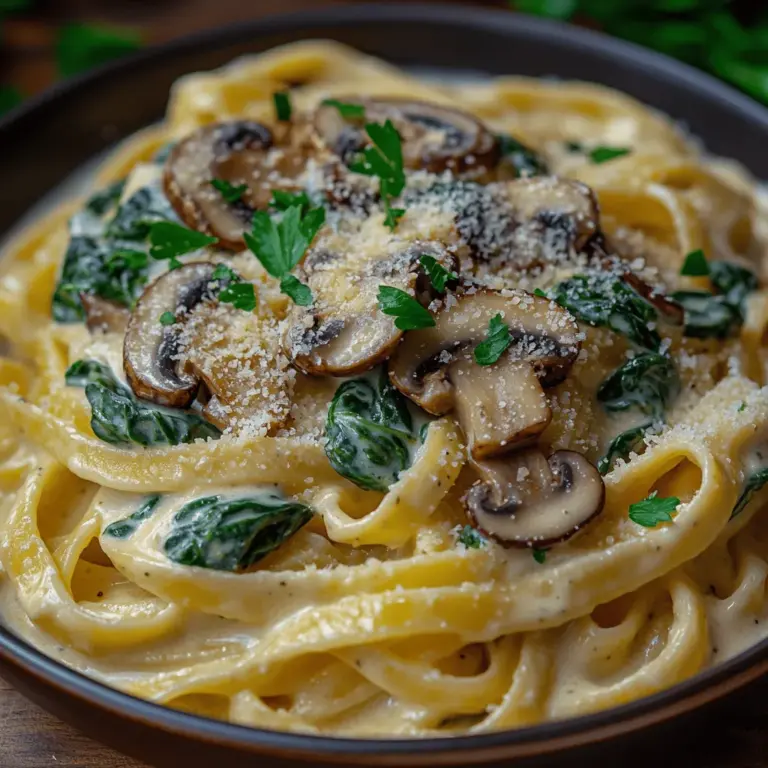 Are you on the lookout for a dish that is both comforting and sophisticated? Look no further than creamy spinach and mushroom pasta. This delightful recipe brings together the earthy flavors of sautéed mushrooms and the vibrant freshness of spinach, all enveloped in a luscious creamy sauce. Each bite is a symphony of textures and flavors that dance on your palate, making it a favorite among pasta lovers.