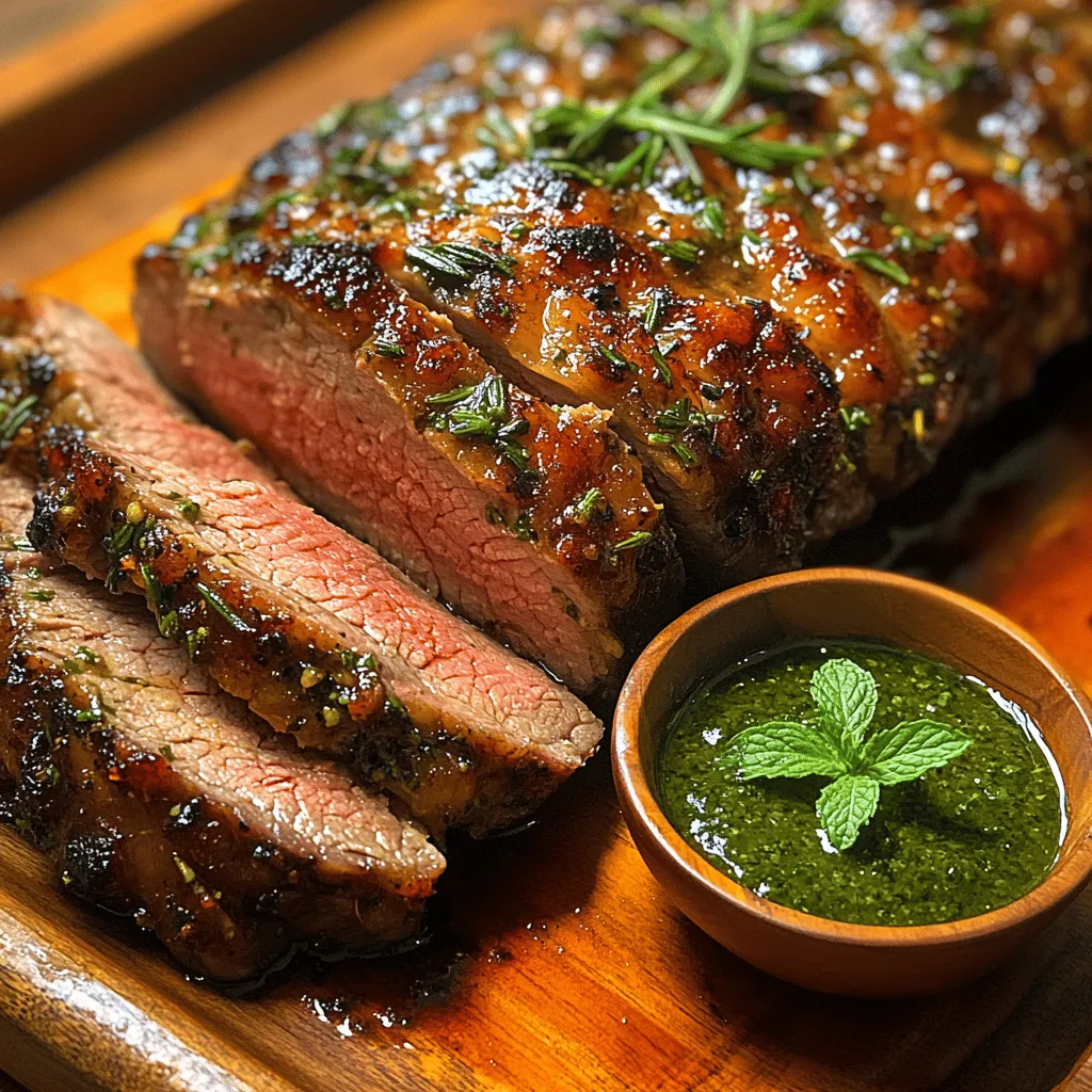Herb-Crusted Roast Leg of Lamb with Fresh Mint Sauce is a timeless dish that holds a special place in culinary traditions across the globe. Revered for its robust flavors and succulent texture, this dish often graces the tables of festive gatherings, family celebrations, and holiday feasts. The combination of tender lamb, aromatic herbs, and a refreshing mint sauce creates a delightful balance of tastes that truly elevates any meal. Whether you’re hosting a large dinner party or simply looking to impress your family, this roast leg of lamb is sure to be a centerpiece that sparks joy and satisfaction.