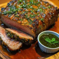 Herb-Crusted Roast Leg of Lamb with Fresh Mint Sauce is a timeless dish that holds a special place in culinary traditions across the globe. Revered for its robust flavors and succulent texture, this dish often graces the tables of festive gatherings, family celebrations, and holiday feasts. The combination of tender lamb, aromatic herbs, and a refreshing mint sauce creates a delightful balance of tastes that truly elevates any meal. Whether you’re hosting a large dinner party or simply looking to impress your family, this roast leg of lamb is sure to be a centerpiece that sparks joy and satisfaction.