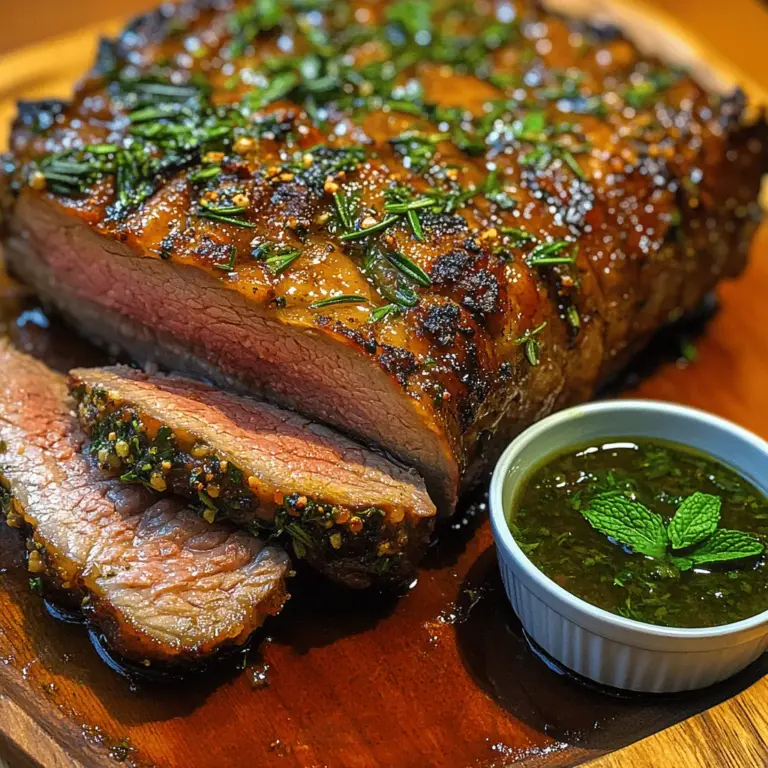 Herb-Crusted Roast Leg of Lamb with Fresh Mint Sauce is a timeless dish that holds a special place in culinary traditions across the globe. Revered for its robust flavors and succulent texture, this dish often graces the tables of festive gatherings, family celebrations, and holiday feasts. The combination of tender lamb, aromatic herbs, and a refreshing mint sauce creates a delightful balance of tastes that truly elevates any meal. Whether you’re hosting a large dinner party or simply looking to impress your family, this roast leg of lamb is sure to be a centerpiece that sparks joy and satisfaction.