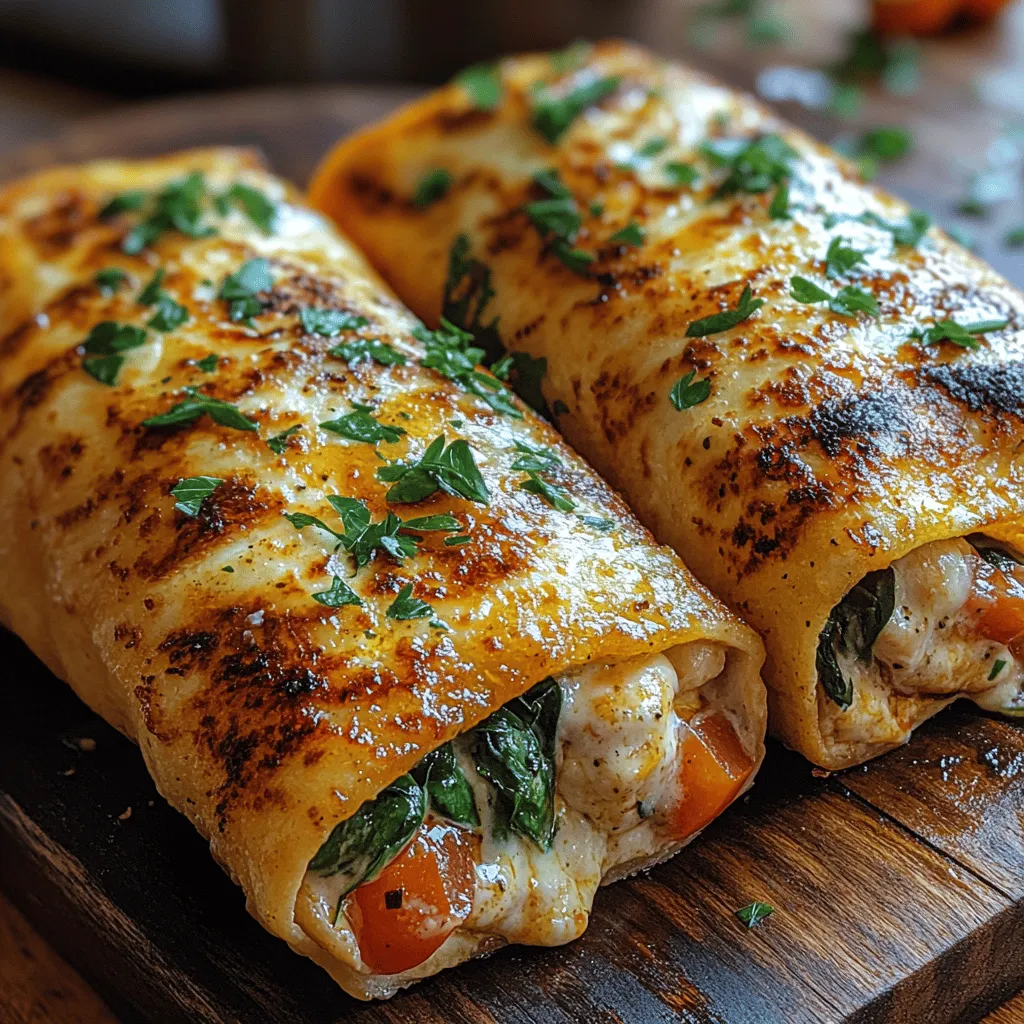 When it comes to wraps, chicken is a fantastic protein source that not only adds flavor but also helps keep you feeling full and satisfied. Using cooked chicken as the base for our cheesy garlic filling ensures a tender and juicy bite in every mouthful. If you're looking for convenience, rotisserie chicken is an excellent option; it's pre-cooked and full of flavor, saving you time in the kitchen. Alternatively, leftover chicken from a previous meal works perfectly, making this recipe a great way to use up any extra poultry you may have on hand.