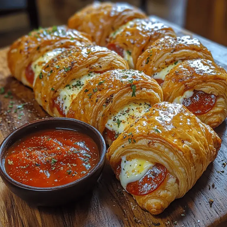 If you're searching for a delightful snack or appetizer that marries the irresistible flakiness of croissant dough with the bold flavors of classic Italian cuisine, look no further than Mozzarella Pepperoni Croissant Rolls. This delectable dish encapsulates the essence of comfort food while offering a unique twist that is sure to impress your family and friends. These rolls are not just a treat for the palate; they are a visual feast, showcasing the luscious stretch of gooey mozzarella complemented by the savory bite of pepperoni, all wrapped in a buttery, flaky crust.