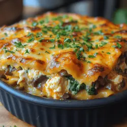 Lasagna is much more than just a dish; it’s a comforting culinary experience that brings warmth to the heart and satisfaction to the palate. Originating from Italy, this layered pasta dish has captured the hearts of home cooks and food enthusiasts worldwide, becoming a staple in family dinners and gatherings. The classic version, often made with beef and marinara, has seen numerous adaptations to cater to varying tastes and dietary needs. One such delightful variation is the savory chicken, mushroom, and spinach lasagna—a dish that marries the rich flavors of tender chicken with earthy mushrooms and nutrient-packed spinach.