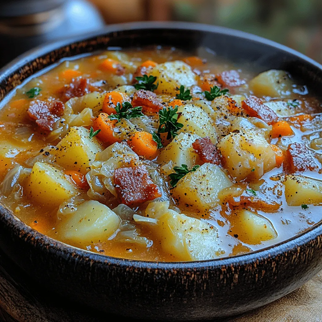 Irish cuisine is a comforting embrace of flavors, rich history, and hearty meals designed to nourish the body and soul. At the heart of this tradition lies a dish that embodies the essence of home-cooked warmth: Bacon, Cabbage, and Potato Soup. This beloved Irish recipe is more than just a meal; it is a celebration of community, family, and the simple joys of life. Often served during family gatherings or on chilly evenings, this soup provides the kind of comfort that feels like a warm hug.