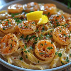 At the core of our Garlicky Bliss Shrimp Pasta is fettuccine, a type of pasta that is both versatile and delicious. Fettuccine is characterized by its flat and thick shape, which allows it to hold onto sauces very well. This quality is particularly important for creamy sauces, making fettuccine an ideal choice for our recipe. The wider surface area of fettuccine ensures that each strand is coated in a velvety sauce, enhancing the overall flavor and texture of the dish.