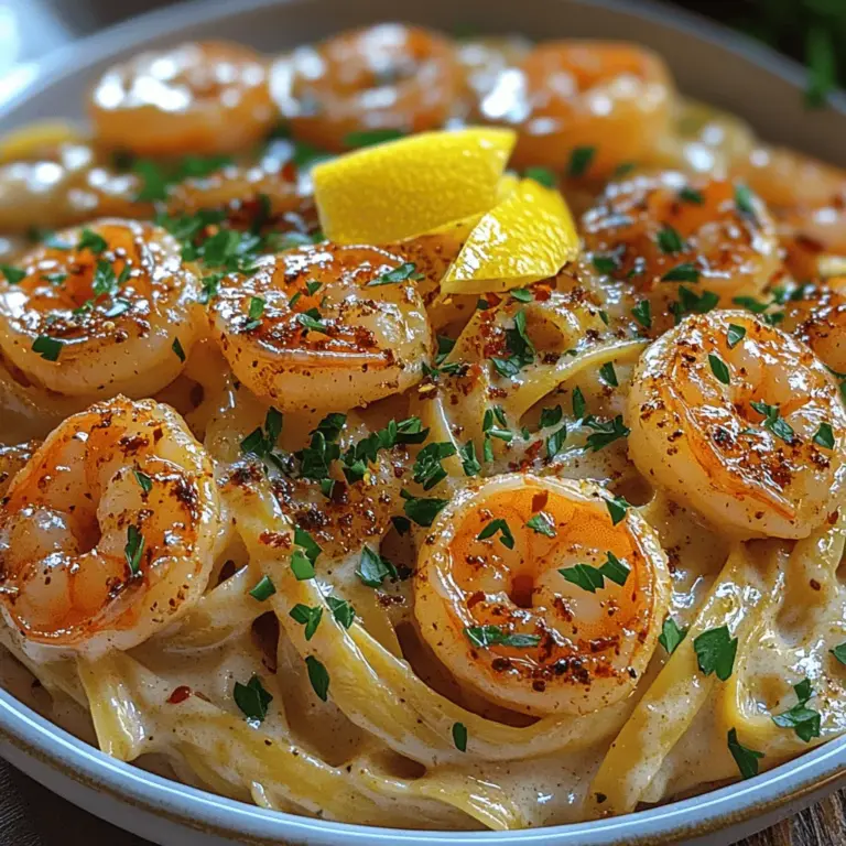 At the core of our Garlicky Bliss Shrimp Pasta is fettuccine, a type of pasta that is both versatile and delicious. Fettuccine is characterized by its flat and thick shape, which allows it to hold onto sauces very well. This quality is particularly important for creamy sauces, making fettuccine an ideal choice for our recipe. The wider surface area of fettuccine ensures that each strand is coated in a velvety sauce, enhancing the overall flavor and texture of the dish.