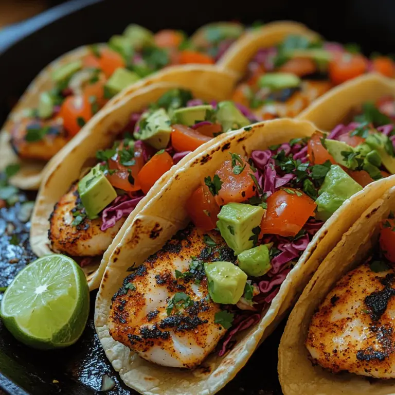 Fish tacos have surged in popularity, celebrated for their versatility and vibrant flavors. These delightful morsels are not just a culinary trend; they represent a fusion of cultures, bringing together fresh ingredients and bold spices to create a dish that appeals to a wide audience. Among the myriad variations of fish tacos, the sizzling blackened fish tacos stand out due to their rich, smoky flavor profile and satisfying texture. This particular recipe is perfect for casual dinners with family or entertaining guests during a weekend gathering.