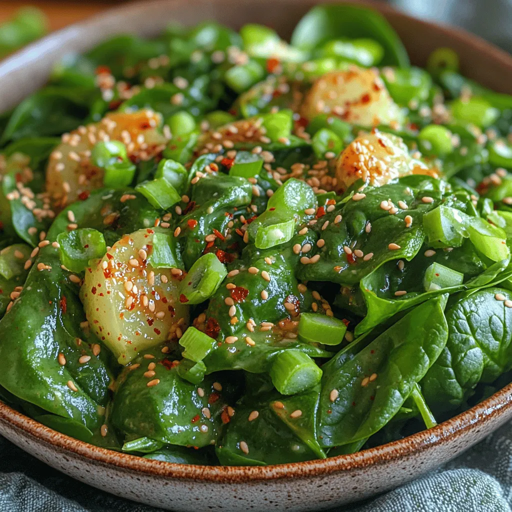 The Vibrant Korean Spinach Salad is a culinary gem that encapsulates the essence of Korean cuisine. This dish is not merely a side salad; it is a harmonious blend of flavors and textures that brings a burst of freshness and nutrition to your dining experience. With its unique combination of fresh ingredients, a zesty dressing, and a delightful crunch, this salad is both easy to prepare and a perfect accompaniment to any meal.