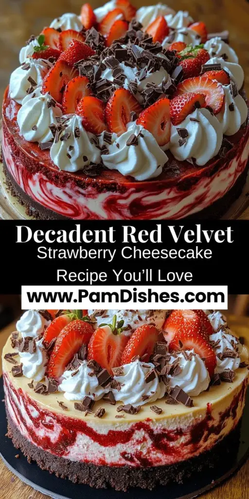 Satisfy your sweet cravings with a Decadent Red Velvet Strawberry Cheesecake that beautifully blends rich red velvet cake, creamy cheesecake, and a fresh strawberry swirl. This eye-catching dessert is not just delicious but also visually stunning, making it the perfect centerpiece for any celebration. Explore the step-by-step guide, tips for texture perfection, and serving suggestions that will leave your guests impressed. Indulge in this unique treat and elevate your dessert game!