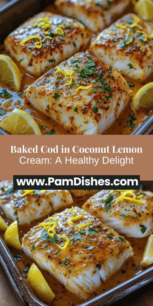 Discover a flavorful way to enjoy seafood with this Tasty Baked Cod in Coconut Lemon Cream Sauce recipe. This dish transforms simple cod fillets into a culinary delight, combining creamy coconut milk with zesty lemon for a refreshing taste. Rich in omega-3 fatty acids and essential nutrients, cod supports a healthy lifestyle while delivering delicious flavor. Perfect for both casual dinners and special occasions, this easy recipe will impress your family and friends. Enjoy the vibrant flavors and health benefits in every bite!