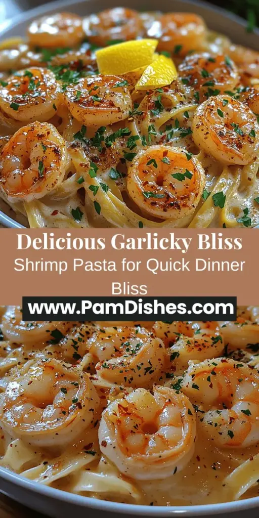 Discover the ultimate weeknight dinner with Garlicky Bliss Shrimp Pasta! This easy-to-make dish features succulent shrimp tossed in a creamy garlic sauce, creating a delightful coastal experience at home. With its simple ingredients like fettuccine, garlic, and parmesan, you'll impress your family in no time. Perfect for busy nights, this recipe not only satisfies your taste buds but also offers a range of customization options for everyone to enjoy.