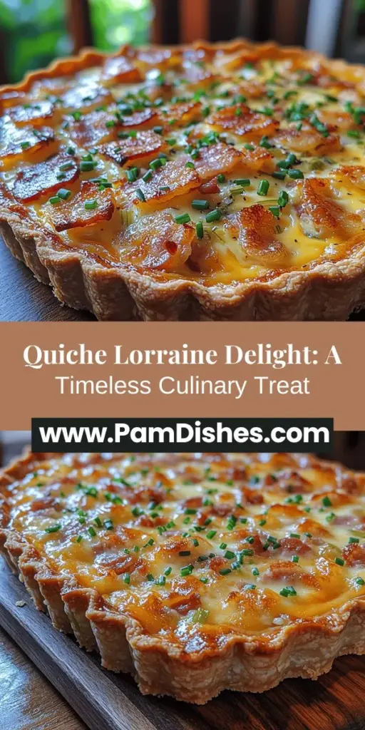 Discover the delightful world of Quiche Lorraine with our special recipe for Quiche Lorraine Delight. This classic dish, hailing from France, features a buttery, flaky crust filled with a rich custard of crispy bacon, sautéed leeks, and nutty Gruyère cheese. Perfect for any meal—breakfast, brunch, lunch, or dinner—this quiche is a versatile favorite for gatherings and weeknight dinners. Explore how to create this culinary masterpiece that’s sure to impress family and guests alike!