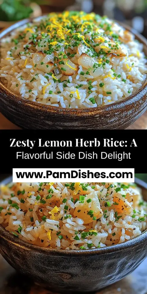 Discover the refreshing flavors of Zesty Lemon Herb Rice, a versatile side dish that elevates any meal. With fluffy long-grain rice infused with vegetable broth, bright lemon juice, and fresh herbs, this recipe offers a perfect balance of zest and savory notes. Ideal alongside grilled chicken, roasted veggies, or fish, this vibrant dish is not only delicious but also packed with nutrients. Explore how simple ingredients can transform your dining experience!
