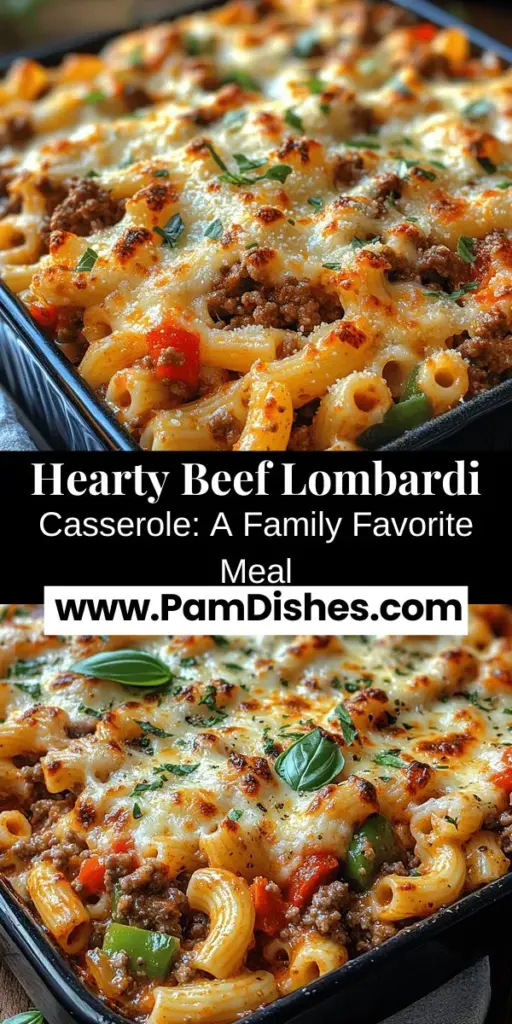 Experience the joys of family mealtime with the Hearty Beef Lombardi Casserole, a comforting dish that everyone will love. This delicious casserole features layers of savory ground beef, tender elbow macaroni, and a blend of melted cheeses, all enveloped in a rich tomato sauce. Easy to prepare and packed with flavor, it’s perfect for busy weeknights or leisurely dinners. Explore the step-by-step guide to create this satisfying meal that brings warmth to any table.