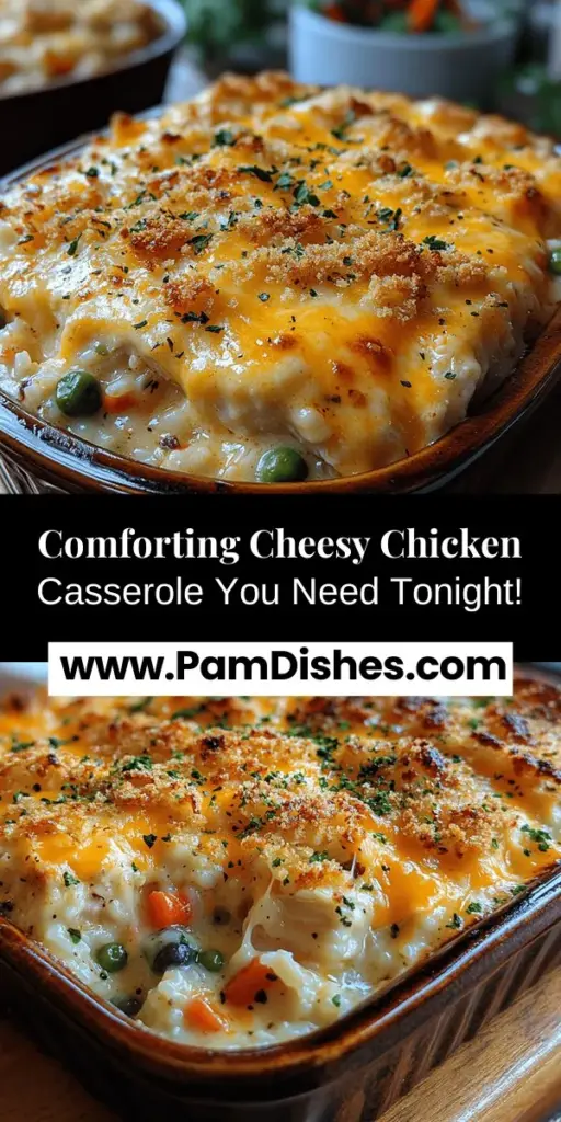 Discover the ultimate comfort food with this Cheesy Chicken Casserole recipe! Perfect for busy weeknights or family gatherings, this dish is packed with creamy goodness from rotisserie chicken, grains, and melty cheese. With the ease of preparation and the versatility to add your favorite vegetables, it caters to everyone's taste. Enjoy the delightful combination of flavors and textures that make every bite feel like a warm hug. Get ready to create a comforting meal that’s sure to become a family favorite!