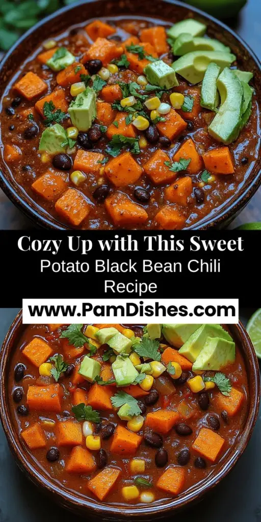 Warm up your evenings with the comforting Cozy Sweet Potato & Black Bean Chili. This nourishing dish blends the natural sweetness of sweet potatoes with hearty black beans, creating a flavorful, nutrient-packed meal that is vegan and gluten-free. It's perfect for family dinners or meal prepping, offering a delightful mix of spices and textures. Serve it warm, topped with fresh cilantro and avocado, and enjoy a cozy night in with every delicious spoonful.