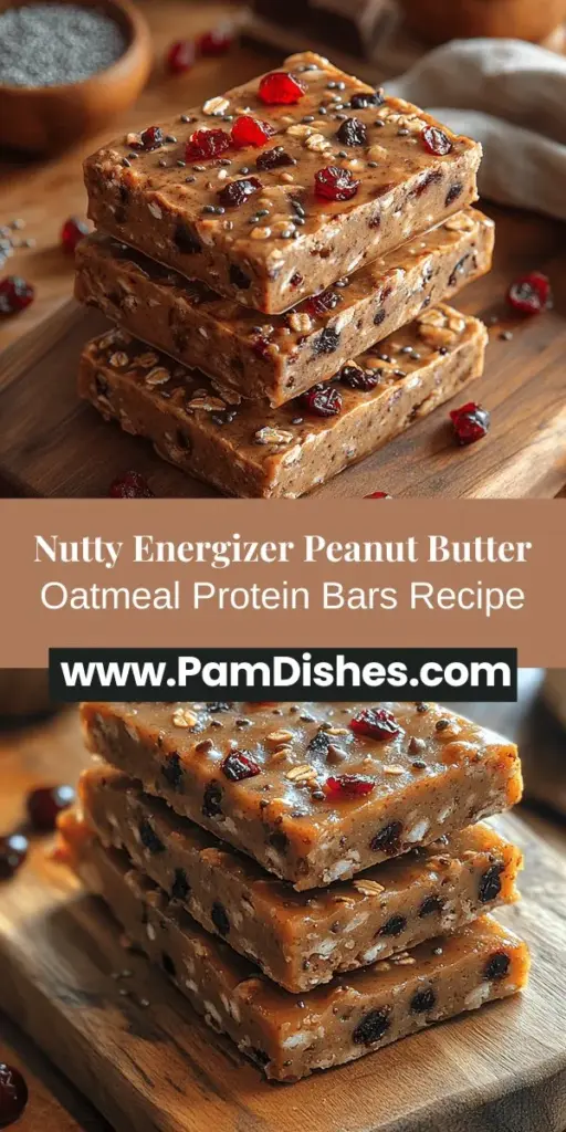 Discover the delicious Nutty Energizer: Peanut Butter Oatmeal Protein Bars, the perfect homemade snack for busy lifestyles. Packed with wholesome ingredients like oats and peanut butter, these bars offer a satisfying blend of protein, healthy fats, and fiber that keeps you energized throughout the day. Plus, you can easily customize the recipe to fit dietary needs and preferences. Say goodbye to store-bought snacks and enjoy a nutritious, flavorful treat with full control over your ingredients!