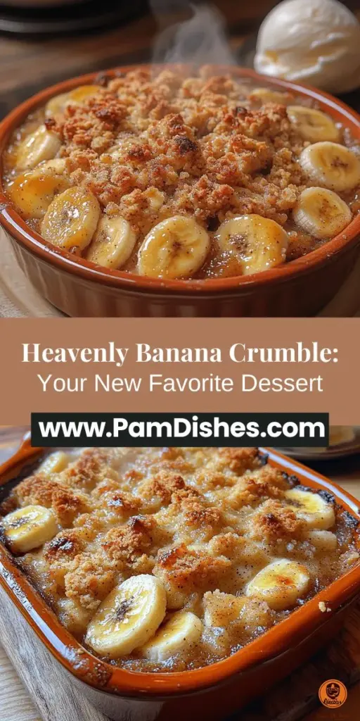 Indulge in the delightful experience of Heavenly Banana Crumble Delight, a perfect blend of warm, creamy bananas and a crunchy crumble topping. This easy-to-make dessert combines ripe bananas with brown sugar, cinnamon, and a hint of lemon, creating a comforting treat. Bake it to golden perfection and serve warm with vanilla ice cream for an irresistible finish. Ideal for any occasion, this recipe is bound to impress family and friends while satisfying your sweet tooth.