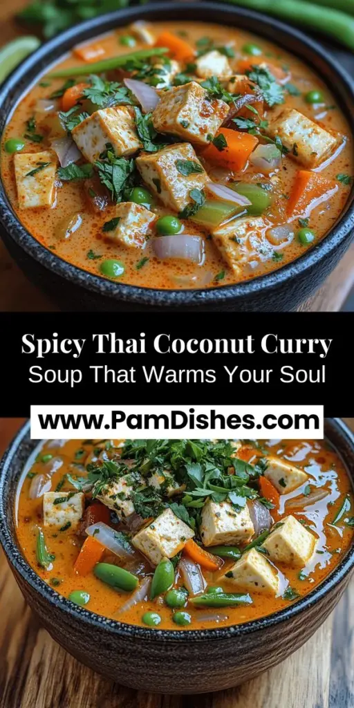 Embark on a culinary adventure with Spicy Thai Coconut Curry Soup, a delightful dish that combines warmth, flavor, and a hint of spice. This easy-to-follow recipe showcases the essence of Thai cuisine, highlighting aromatic ingredients like coconut milk, red curry paste, and fresh vegetables. Perfect for a cozy lunch or dinner, this soup not only soothes the soul but also nourishes the body. Discover how to create this comforting bowl of goodness that blends vibrant flavors and health benefits. Enjoy every spoonful!