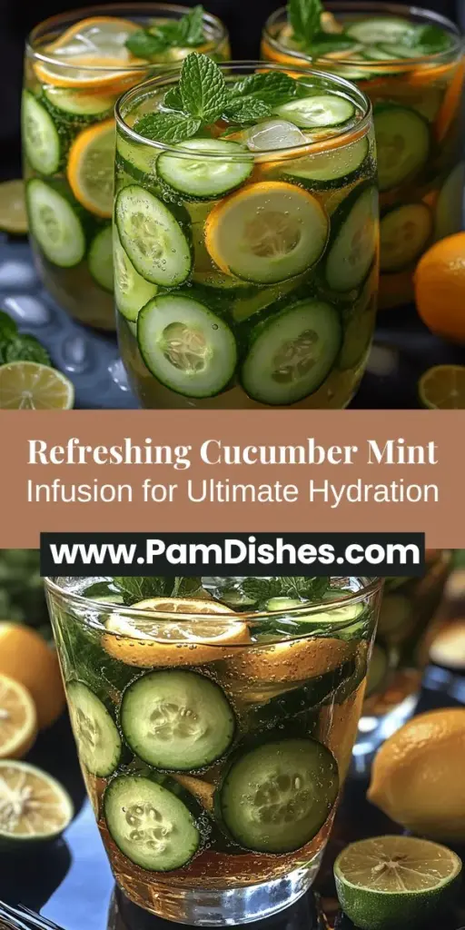Quench your thirst with a refreshing Cucumber Mint Infusion! This hydrating beverage combines crisp cucumbers, invigorating mint, and zesty citrus for a delightful drink that's perfect for any occasion. Easy to make with just a few fresh ingredients, it supports your wellness journey while tantalizing your taste buds. Ideal for summer barbecues, picnics, or cozy evenings at home, this infusion will elevate your hydration game effortlessly. Discover how simple it is to create this revitalizing drink and enjoy the health benefits along the way!