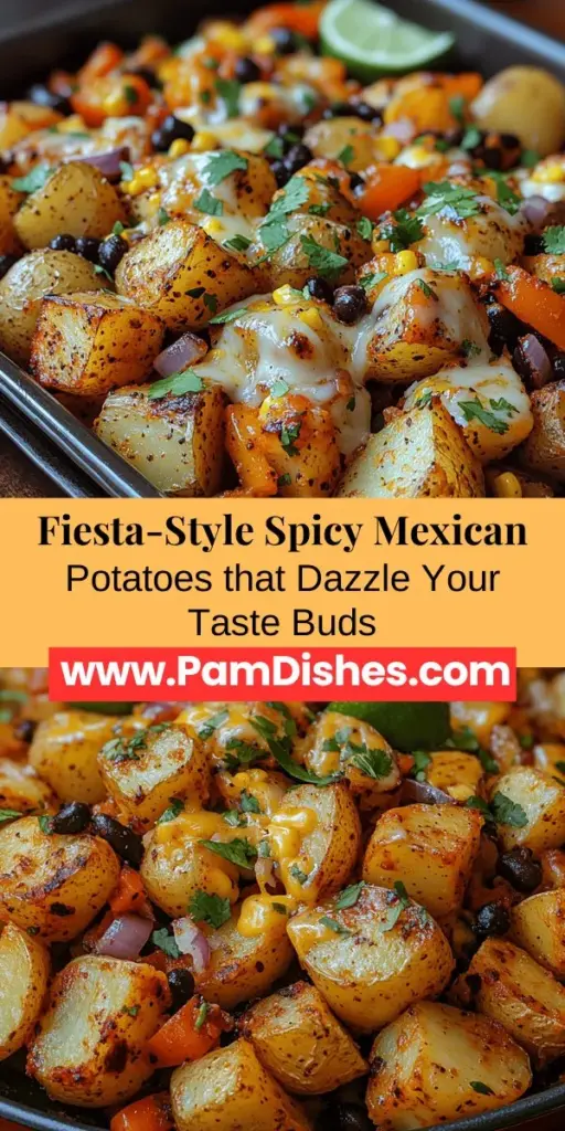 Discover the delightful taste of Spicy Fiesta Mexican Potatoes, a dish that brings the vibrant flavors of Mexican cuisine straight to your table. Featuring crispy roasted russet potatoes, colorful sautéed vegetables, and a melty layer of Monterey Jack cheese, this recipe is perfect as a hearty side or a satisfying vegetarian main. Packed with spices like smoked paprika and cumin, it's a flavor explosion that will tantalize your taste buds. Get ready to impress your family and friends with this festive, easy-to-make dish!