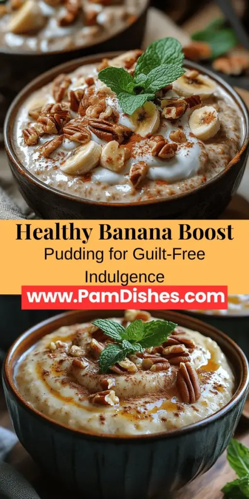 Discover the goodness of Banana Boost Pudding, a nutritious and delicious dessert perfect for health-conscious individuals and families. This easy-to-make recipe combines ripe bananas, creamy almond milk, protein-packed Greek yogurt, and wholesome rolled oats to create a guilt-free indulgence. Enhanced with natural sweeteners and spices, this pudding not only satisfies your sweet cravings but also nourishes your body. Enjoy it chilled as a snack, dessert, or even breakfast, and customize it with your favorite toppings for an extra treat!