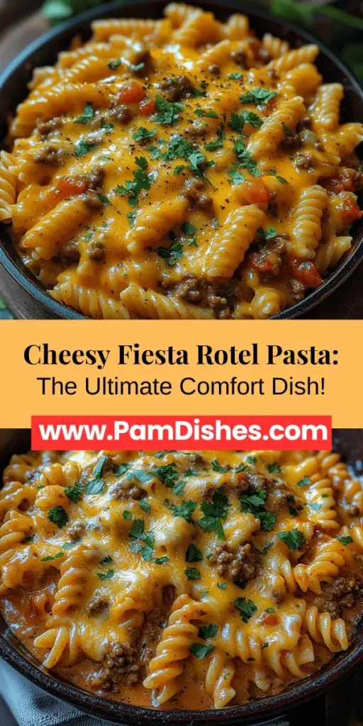 Indulge in the ultimate comfort food experience with Cheesy Fiesta Rotel Pasta, a vibrant dish featuring hearty ground beef, zesty Rotel tomatoes, and a melty cheese blend. Perfect for family gatherings or cozy weeknight dinners, this recipe is accessible for cooks of all skill levels. Discover how each ingredient—from rotini pasta to spices—enhances flavor and texture, creating a delightful meal that will impress everyone at your table. Try it today!