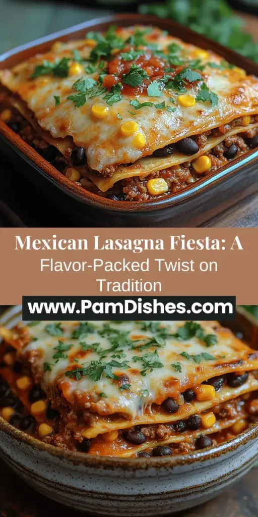 Bring a fiesta to your dinner table with Mexican Lasagna Fiesta, a delicious twist on the classic dish! This recipe combines layers of corn tortillas, seasoned protein, beans, corn, and melty cheese, topped with zesty salsa for a burst of flavor. It's versatile and perfect for any dietary preference, making it a hit at family gatherings or weeknight dinners. Follow simple steps to create a hearty, satisfying meal that everyone will love. Discover the rich taste of this innovative fusion delight today!