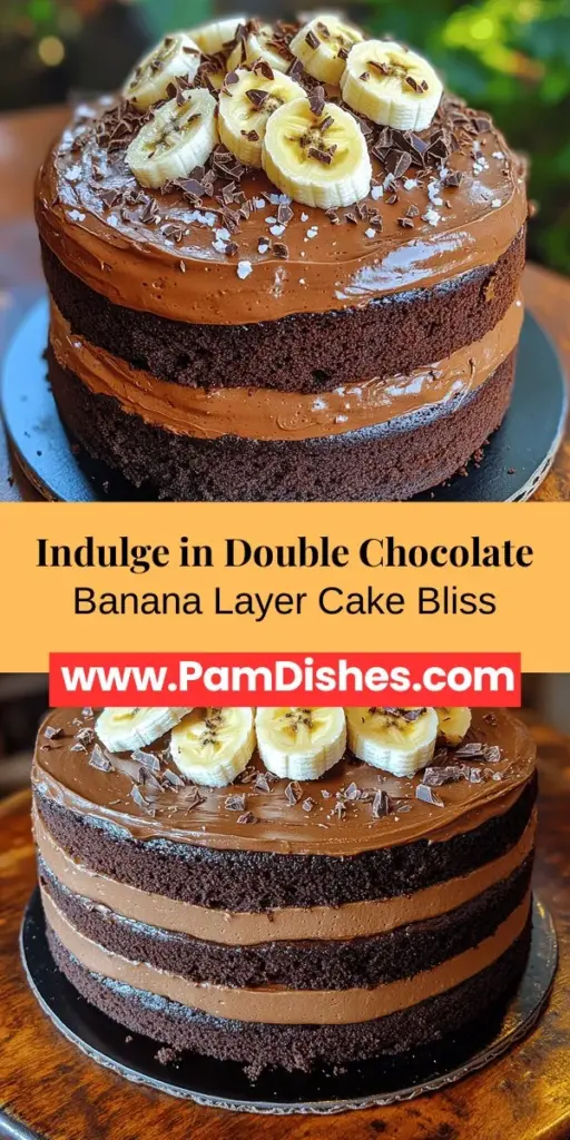Indulge in the delightful fusion of chocolate and banana with this Double Chocolate Banana Layer Cake. Perfect for any celebration, this cake features three rich layers of chocolate cake infused with ripe bananas, all enveloped in a creamy chocolate frosting. Not only is it visually stunning, but it also combines nutrition with taste, making every bite a guilt-free pleasure. Discover how to make this decadent dessert and impress your guests with its irresistible flavors!
